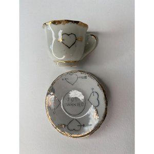 Miniature Just Married Made in Japan Cup and Sauce